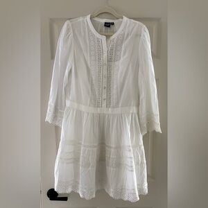GAP White Lace Trim Mini Dress - Size Large Tall